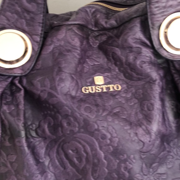 GUSTTO Purple Leather Crossbody Shoulder Bag - Picture 5 of 13